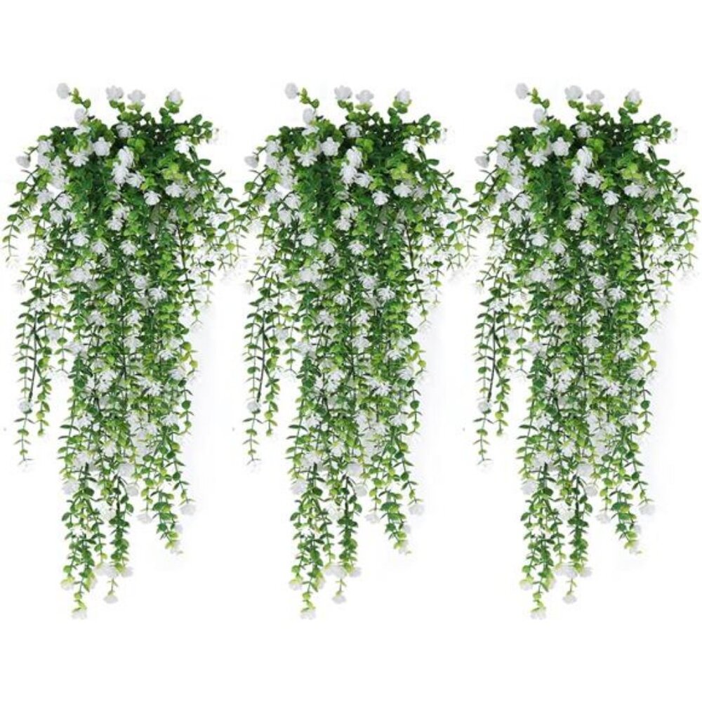 Artificial Hanging Plants Fake Hanging Plant Faux Eucalyptus Leaf Greenery Vine